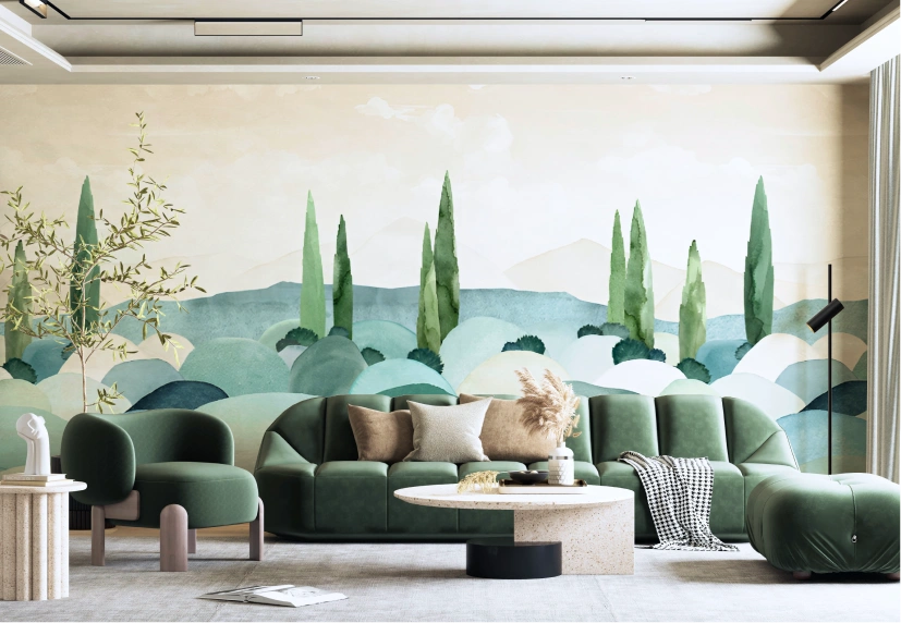 Landscape nature inspired wallpaper at home